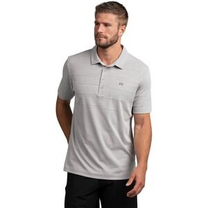 Travis Mathew Onto Something Here Golf Polo Shirt Mens Size  XL Gray Striped